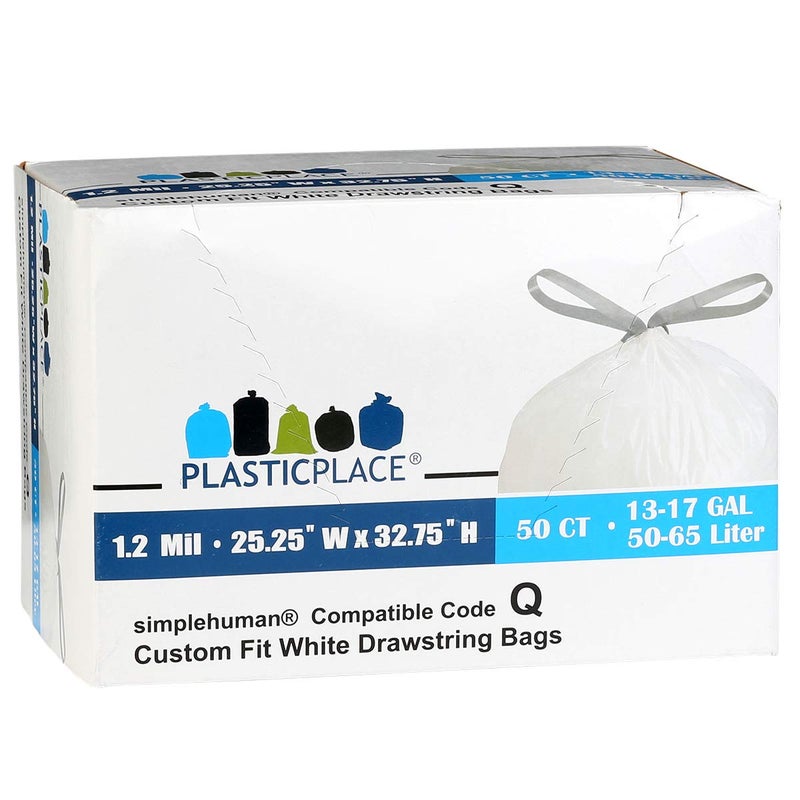 Plasticplace Custom Fit Trash Bags, Compatible with Simplehuman Code Q (50 Count), 13-17 Gallon Drawstring Garbage Liners, Heavy Duty Tear-Resistant - Image 5